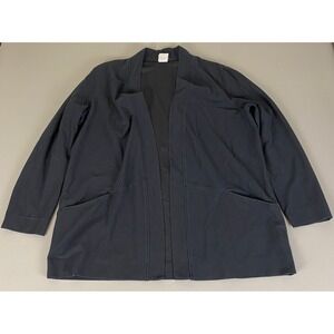 Vintage Weekenders Cardigan Jacket XL Blue Made In Canada Open Knit Pockets